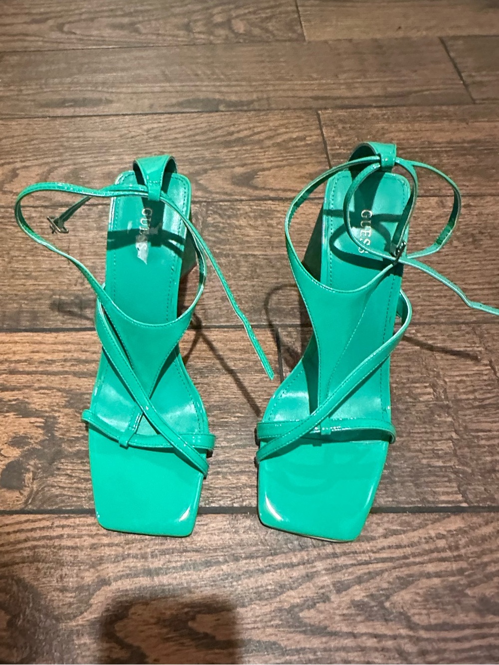 Guess Women's Strappy Lace-Up Heeled Sandals in Emerald Green